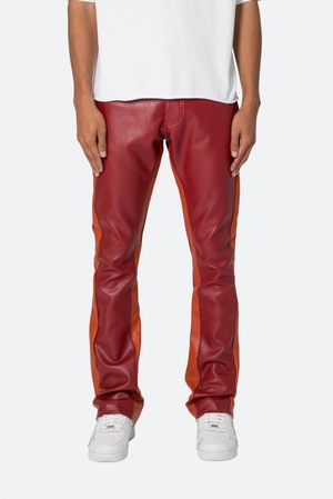 Flare Denim Mnml B518 Cuir Flare Pants Red/Orange  | FJV-5719825