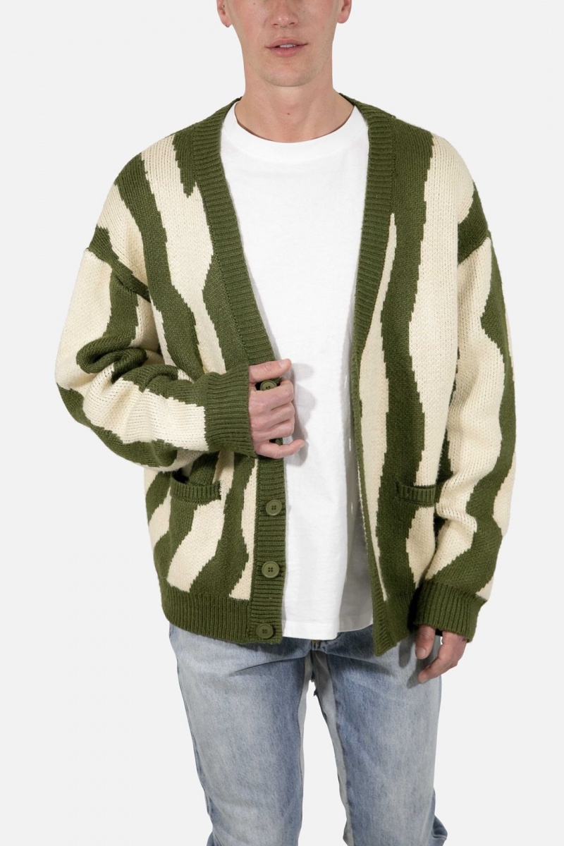 Sweats Mnml Zebra Cardigan Green/White Homme | JFY-9127818