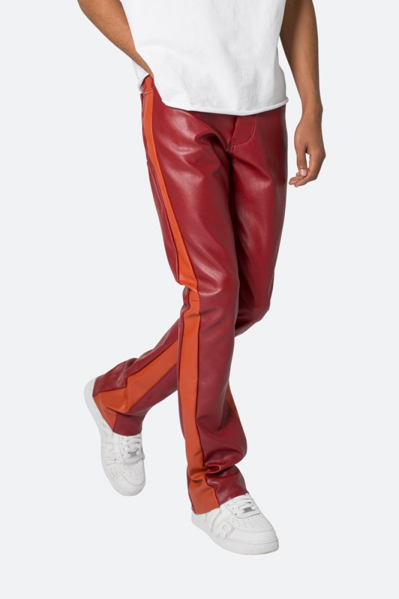 Flare Denim Mnml B518 Cuir Flare Pants Red/Orange  | FJV-5719825