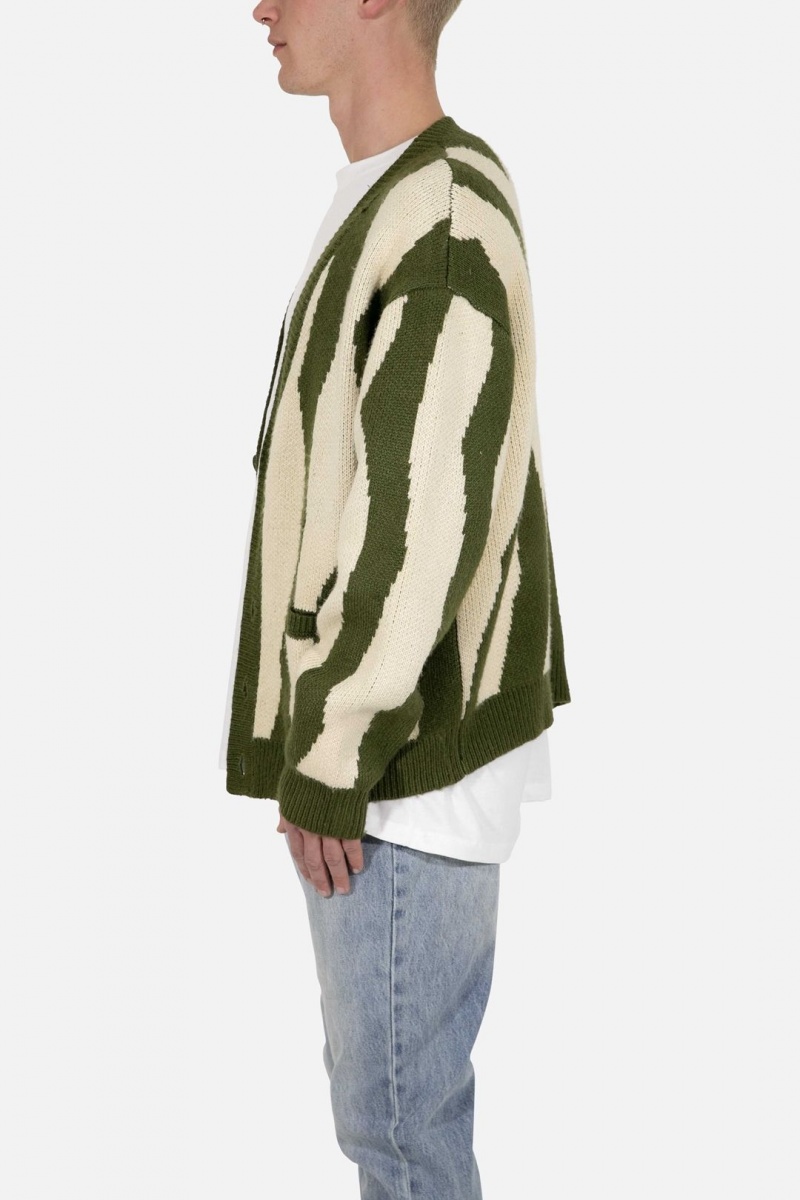 Sweats Mnml Zebra Cardigan Green/White Homme | JFY-9127818