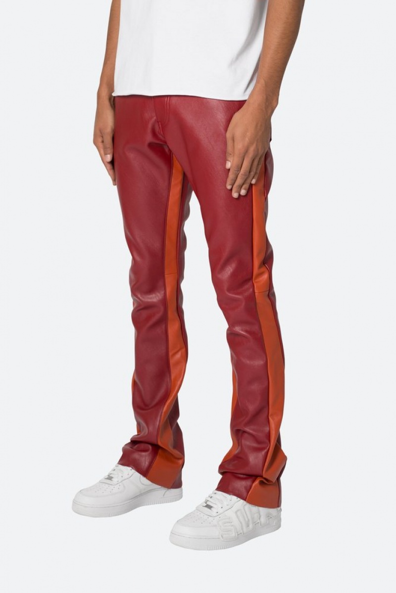 Flare Denim Mnml B518 Cuir Flare Pants Red/Orange  | FJV-5719825