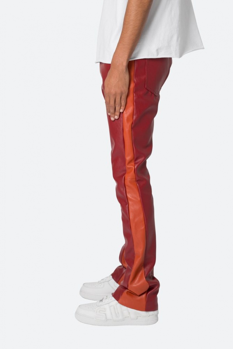 Flare Denim Mnml B518 Cuir Flare Pants Red/Orange  | FJV-5719825