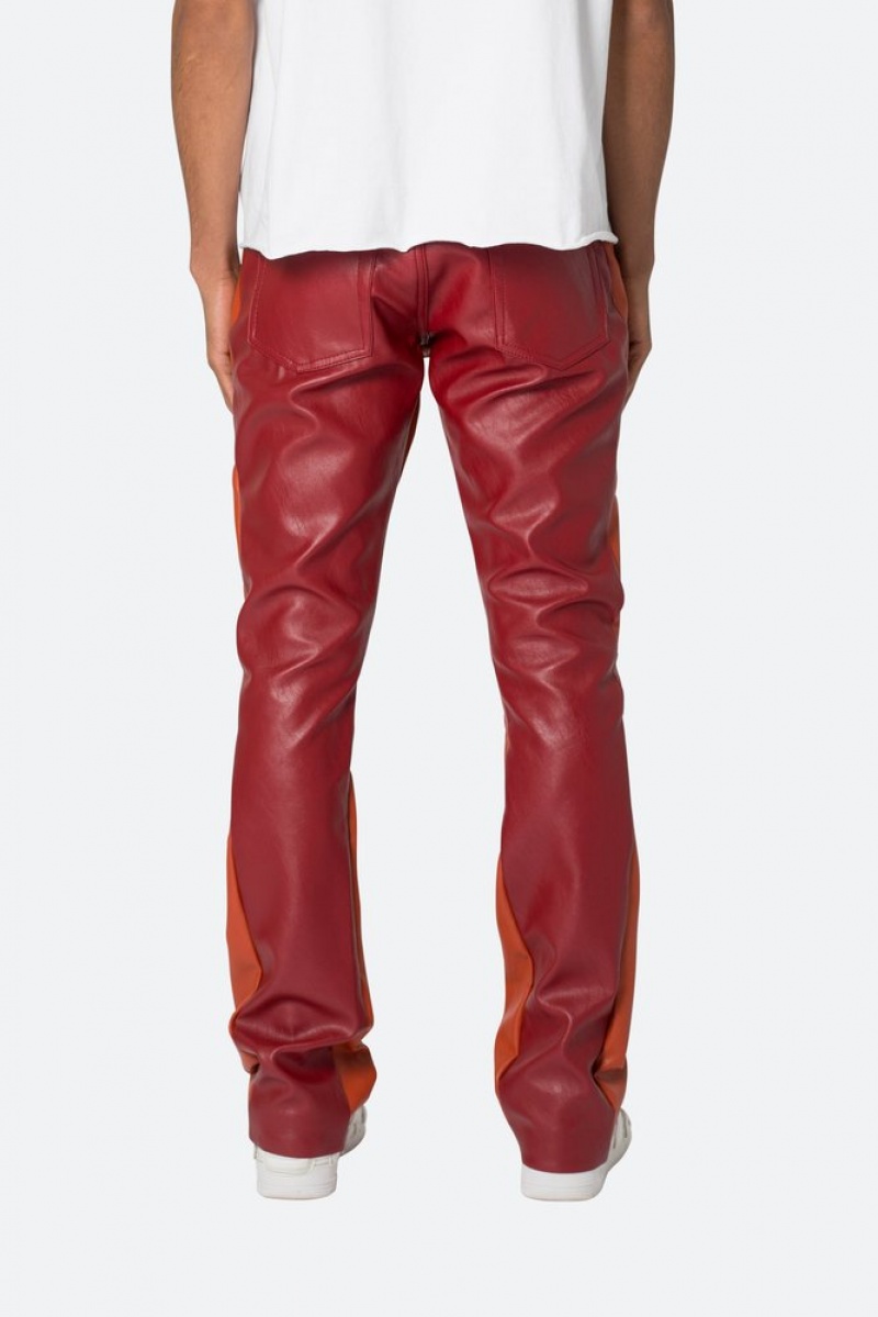 Flare Denim Mnml B518 Cuir Flare Pants Red/Orange  | FJV-5719825