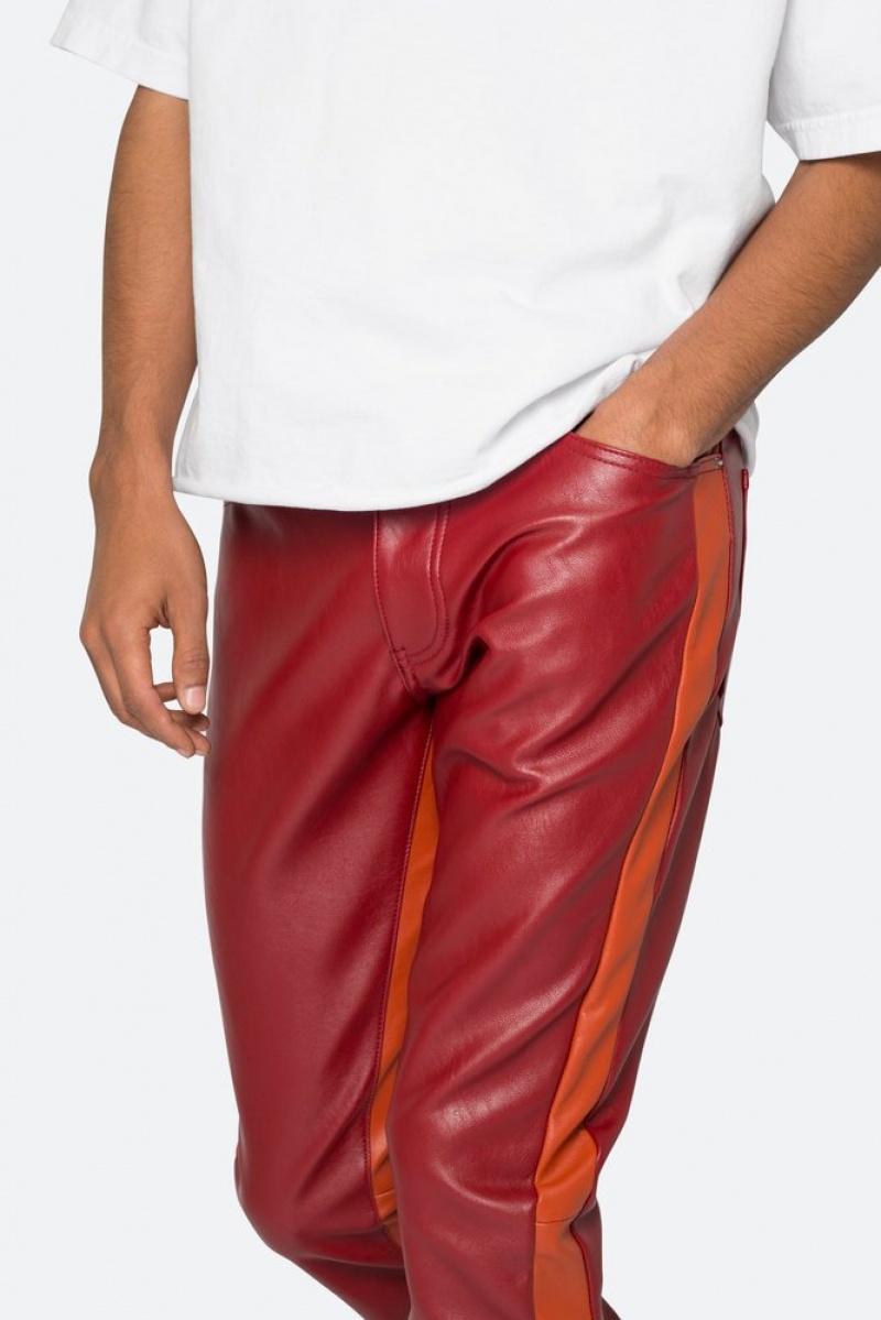 Flare Denim Mnml B518 Cuir Flare Pants Red/Orange  | FJV-5719825