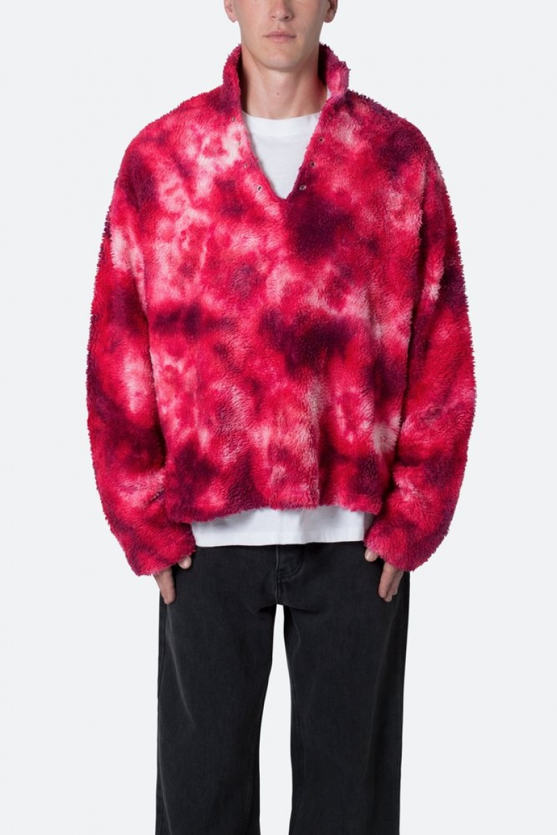 Sweats Mnml Tie Dye Sherpa Pullover Pull Magenta  | VBZ-2109670