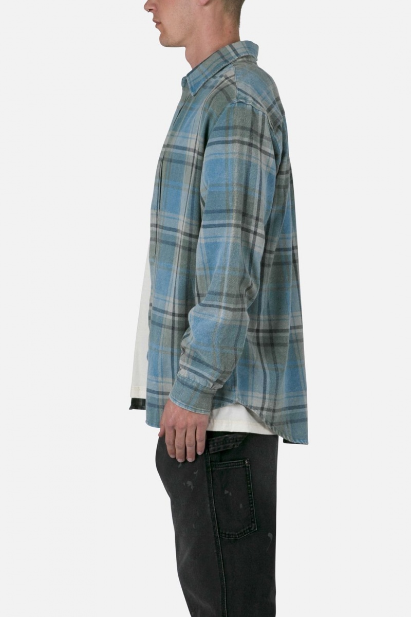 Chemises Mnml Vintage Plaid Shirt Blue/Black  | AKN-7836493