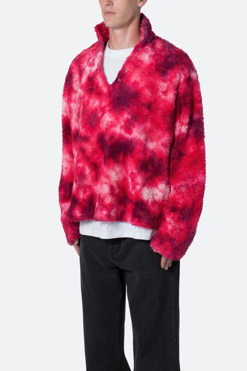 Sweats Mnml Tie Dye Sherpa Pullover Pull Magenta  | VBZ-2109670