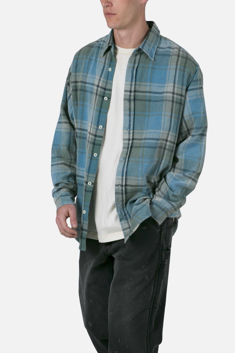 Chemises Mnml Vintage Plaid Shirt Blue/Black  | AKN-7836493