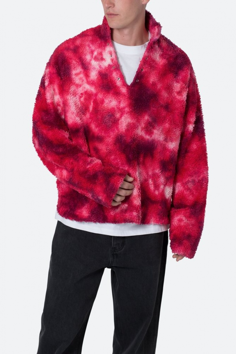 Sweats Mnml Tie Dye Sherpa Pullover Pull Magenta  | VBZ-2109670