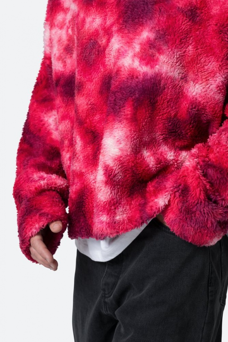 Sweats Mnml Tie Dye Sherpa Pullover Pull Magenta  | VBZ-2109670