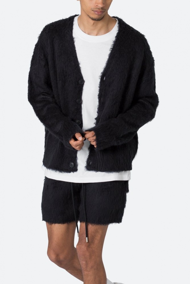 Sweats Mnml Fuzzy Cardigan Pull Noir  | IZN-6434336