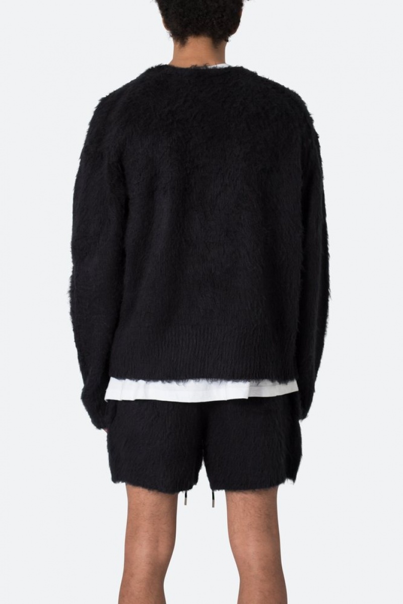 Sweats Mnml Fuzzy Cardigan Pull Noir  | IZN-6434336