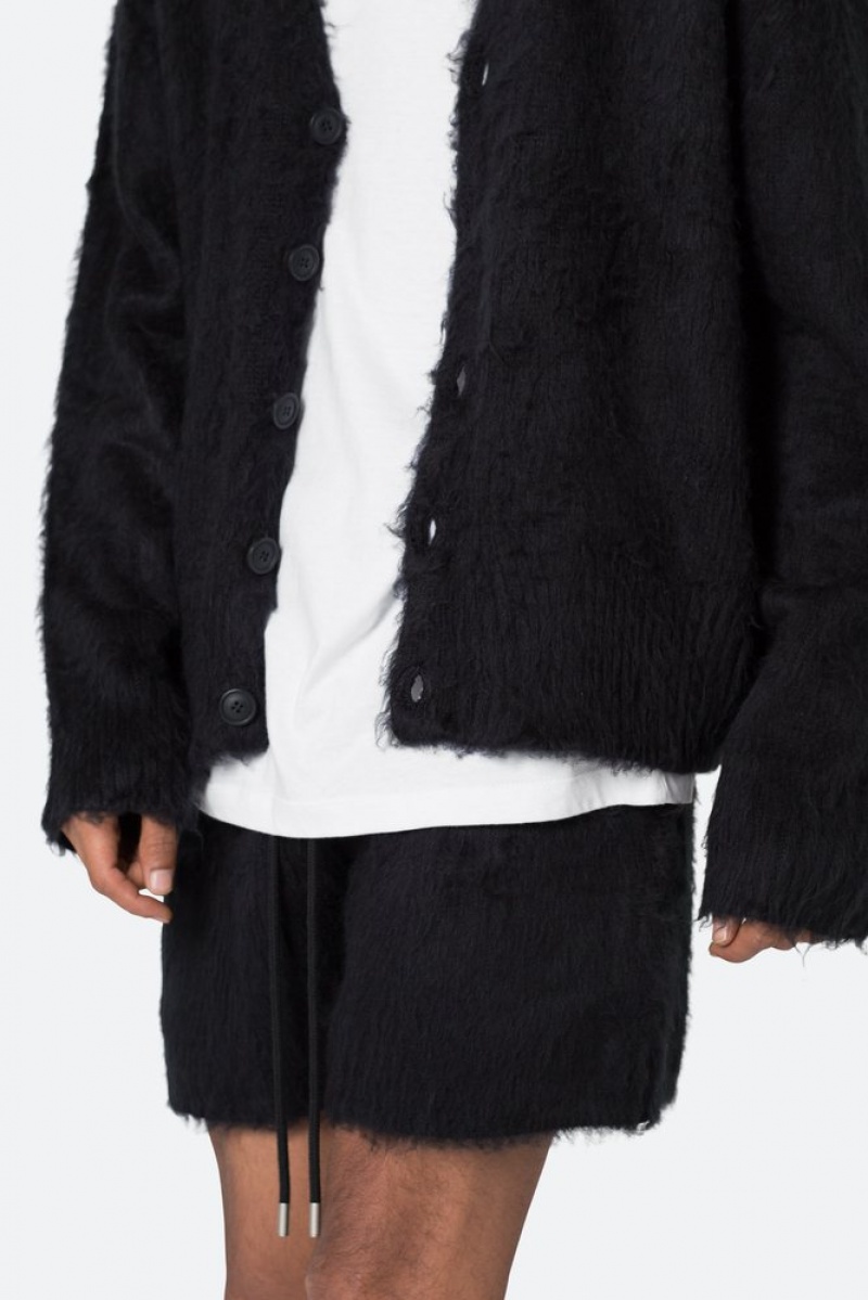 Sweats Mnml Fuzzy Cardigan Pull Noir  | IZN-6434336