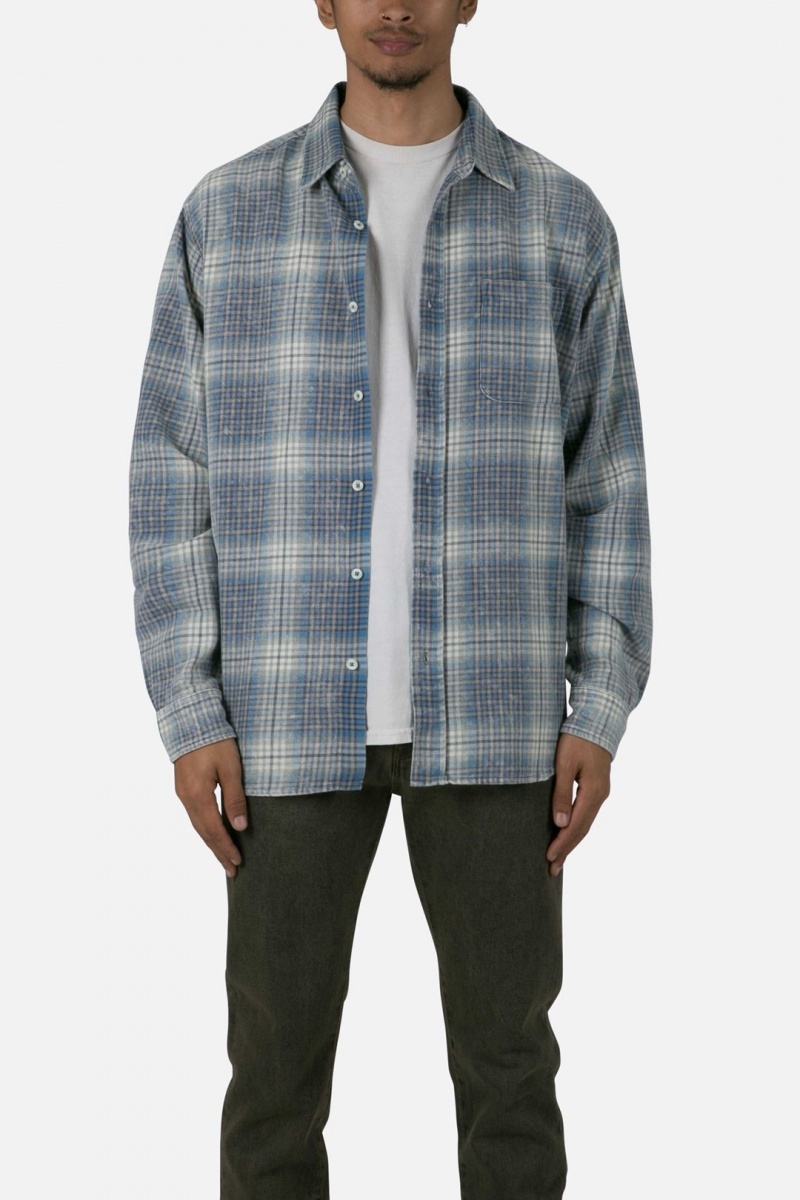 Chemises Mnml Vintage Plaid Shirt Blue/White  | KDQ-4513961