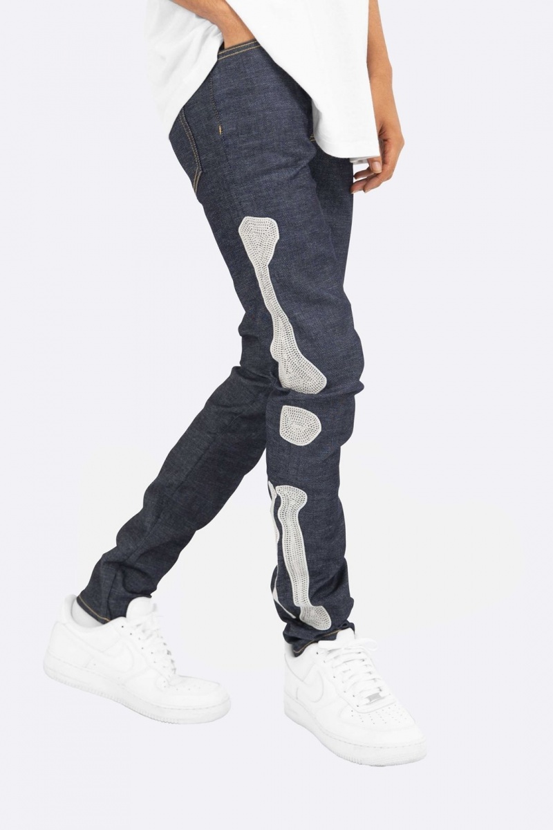 Skinny Denim Mnml X199 Skeleton Mince Denim Bleu Homme | RRT-0498468