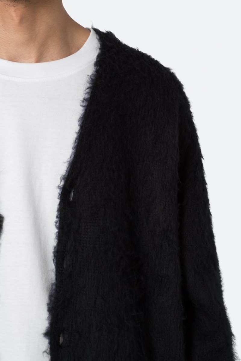 Sweats Mnml Fuzzy Cardigan Pull Noir  | IZN-6434336