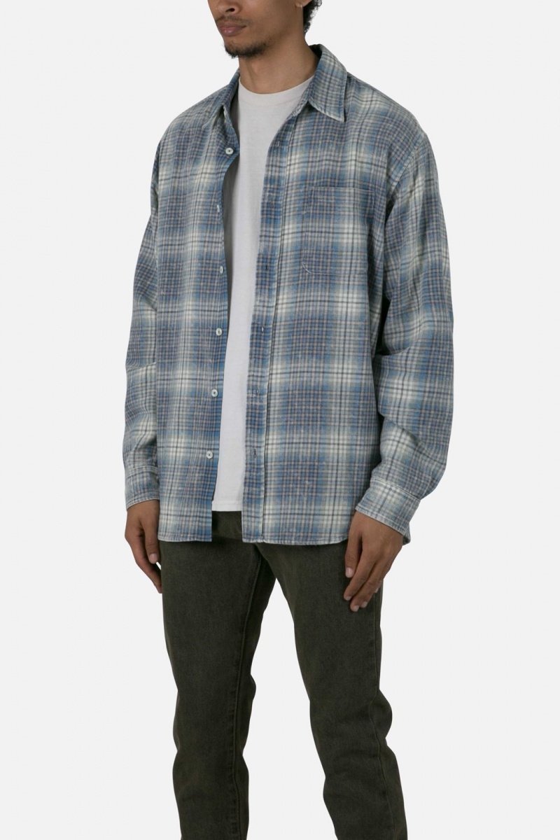 Chemises Mnml Vintage Plaid Shirt Blue/White  | KDQ-4513961