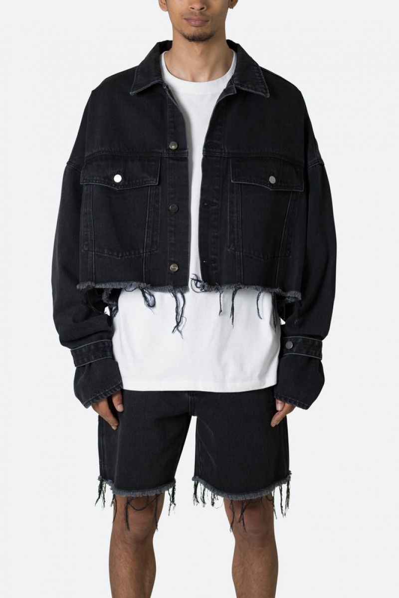 Vestes Mnml Frayed Denim Jacket Noir  | XDD-3519637