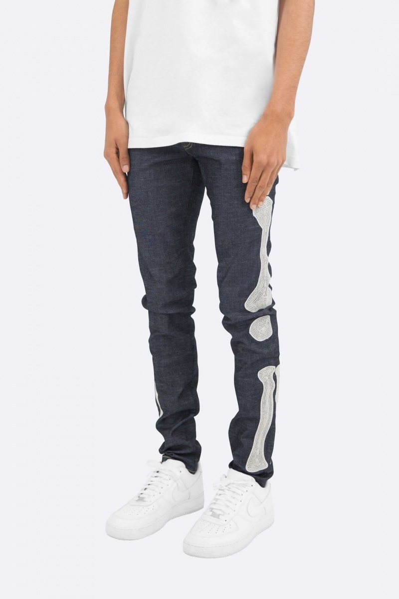 Skinny Denim Mnml X199 Skeleton Mince Denim Bleu Homme | RRT-0498468