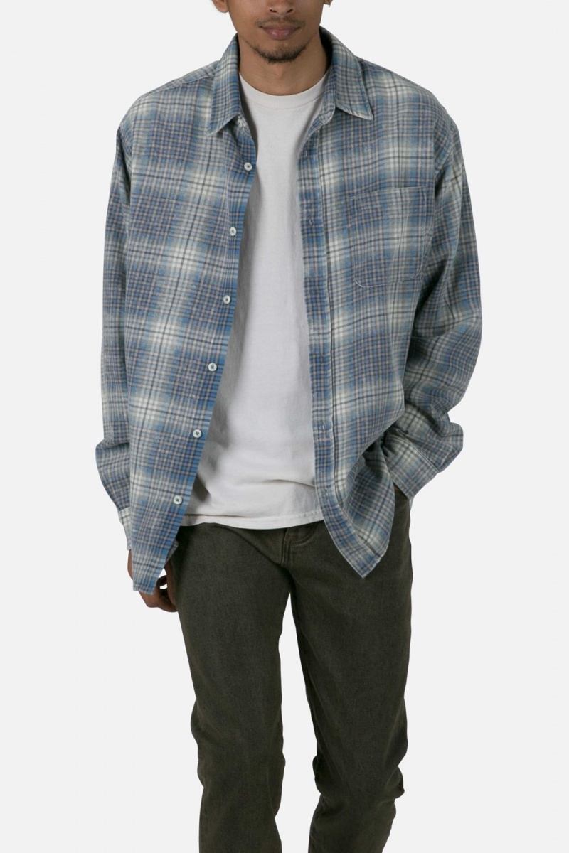 Chemises Mnml Vintage Plaid Shirt Blue/White  | KDQ-4513961