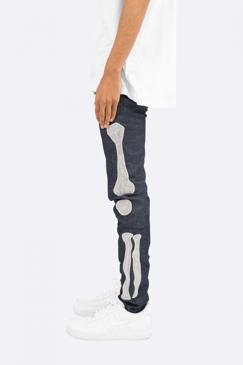 Skinny Denim Mnml X199 Skeleton Mince Denim Bleu Homme | RRT-0498468