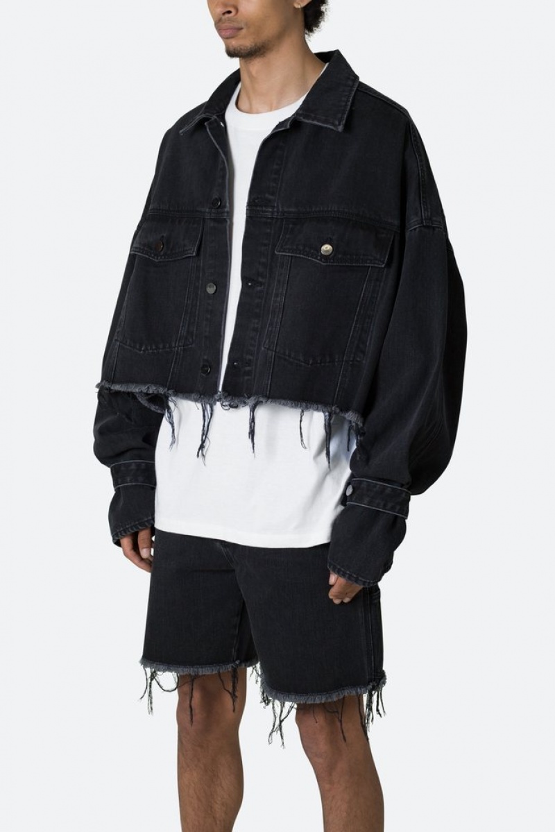 Vestes Mnml Frayed Denim Jacket Noir  | XDD-3519637