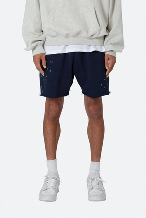 Short Mnml Contrast Paneled Sweatshorts Bleu Marine  | XWB-4686491