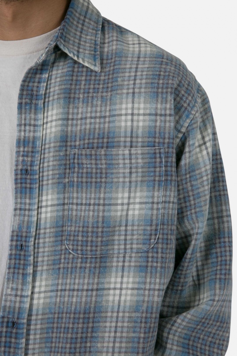 Chemises Mnml Vintage Plaid Shirt Blue/White  | KDQ-4513961