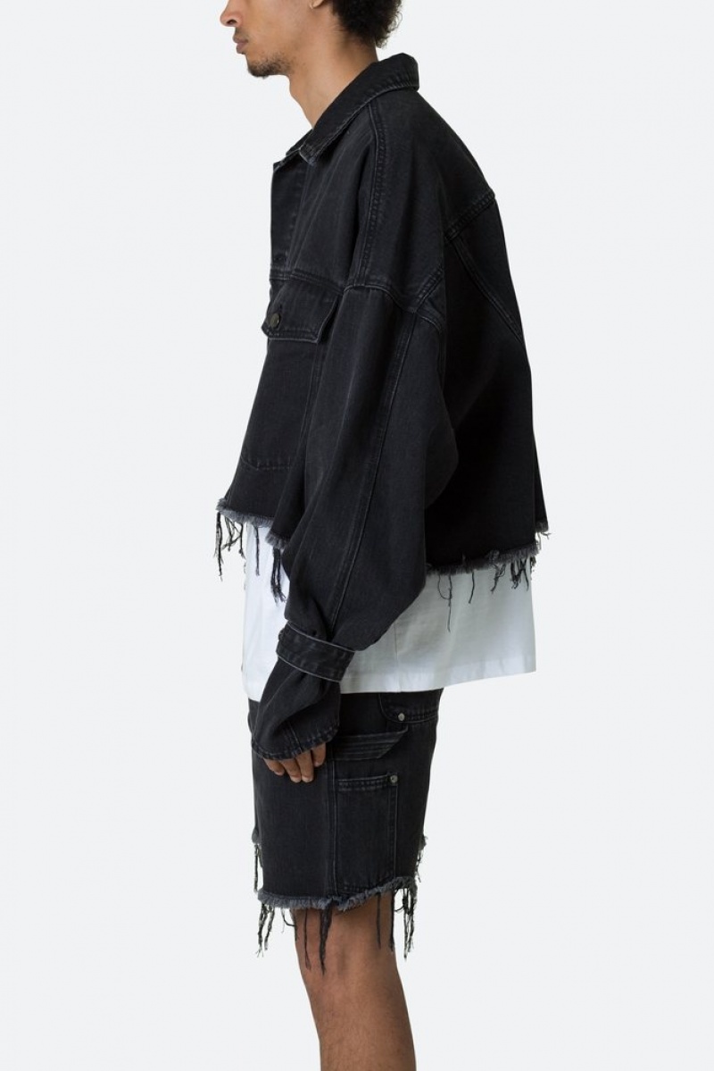 Vestes Mnml Frayed Denim Jacket Noir  | XDD-3519637