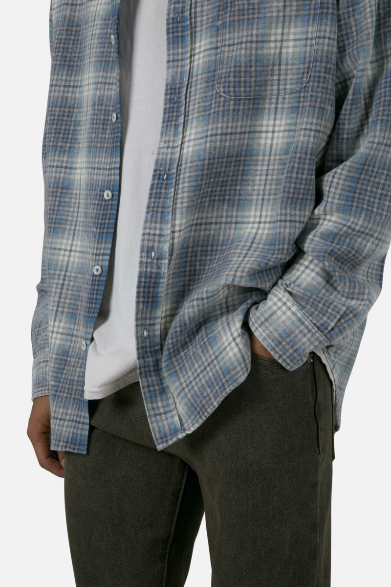 Chemises Mnml Vintage Plaid Shirt Blue/White  | KDQ-4513961