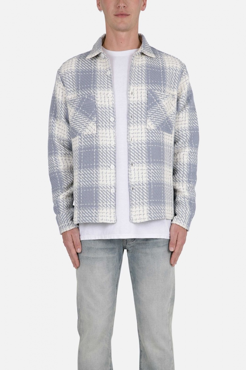 Chemises Mnml Classiche Flannel Shirt Blue/White Homme | MXW-0971982