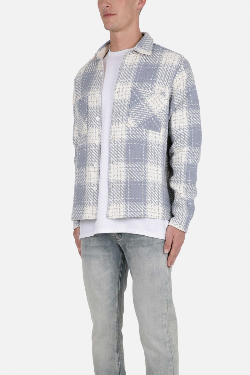 Chemises Mnml Classiche Flannel Shirt Blue/White Homme | MXW-0971982