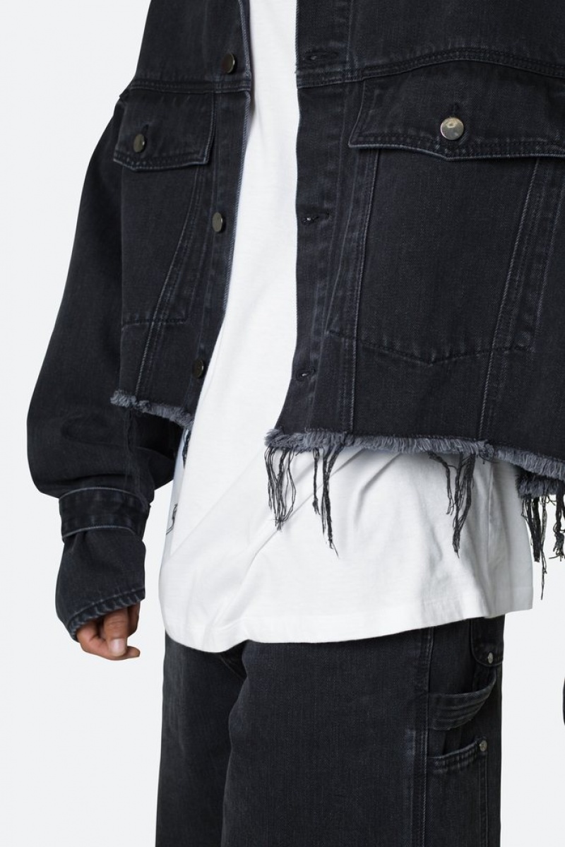 Vestes Mnml Frayed Denim Jacket Noir  | XDD-3519637