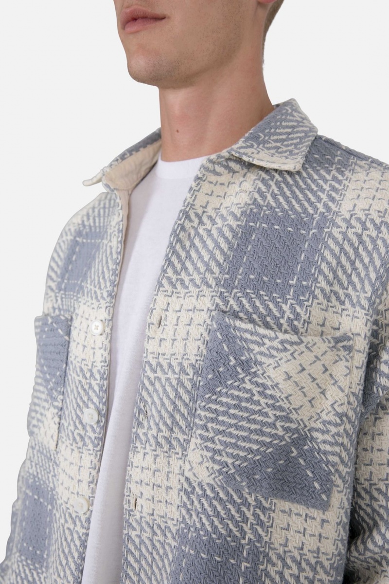 Chemises Mnml Classiche Flannel Shirt Blue/White Homme | MXW-0971982