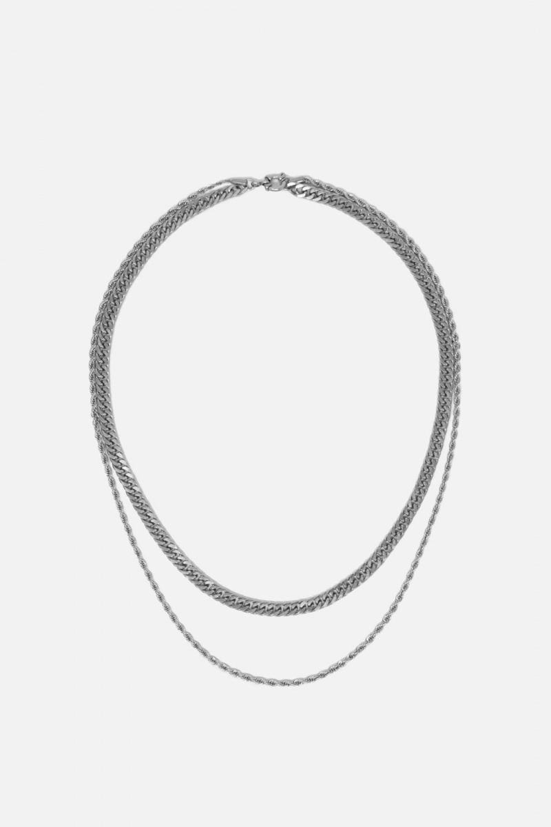 Bijoux Mnml A1 Double Chain Argent Homme | SDM-8327332