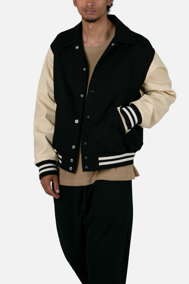 Vestes Mnml Collared Varsity Jacket Black/White  | ARI-9452699