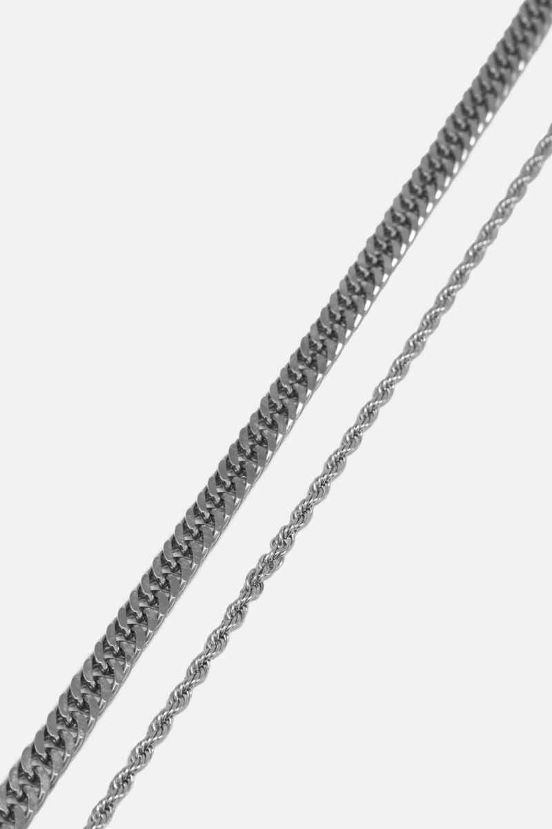 Bijoux Mnml A1 Double Chain Argent Homme | SDM-8327332