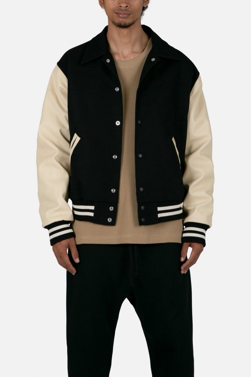 Vestes Mnml Collared Varsity Jacket Black/White  | ARI-9452699