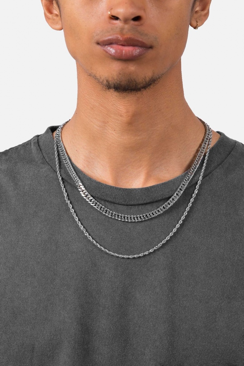 Bijoux Mnml A1 Double Chain Argent Homme | SDM-8327332