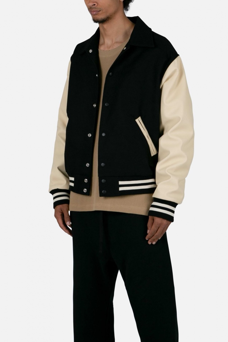 Vestes Mnml Collared Varsity Jacket Black/White  | ARI-9452699