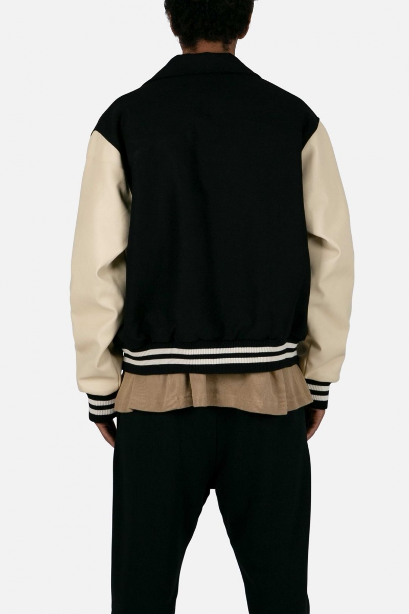 Vestes Mnml Collared Varsity Jacket Black/White  | ARI-9452699