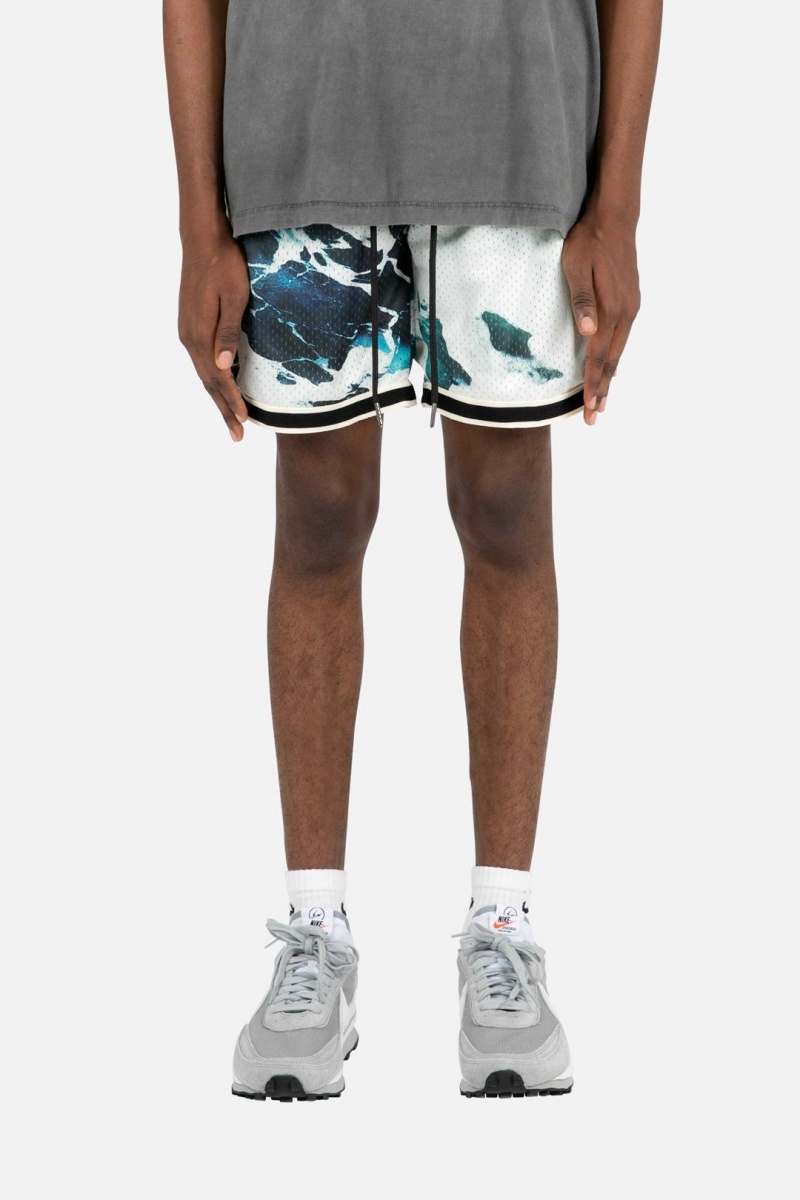 Short Mnml Wave Basketball Shorts Blue/White Homme | EXD-3043681