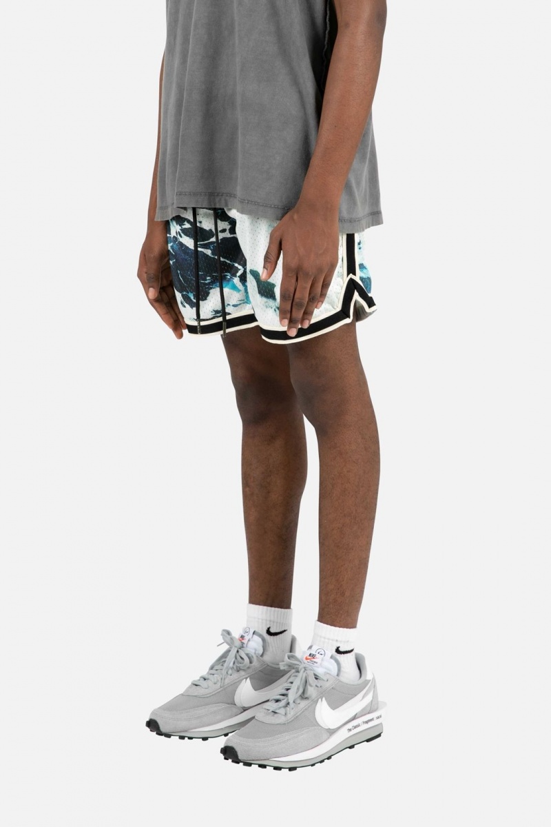 Short Mnml Wave Basketball Shorts Blue/White Homme | EXD-3043681