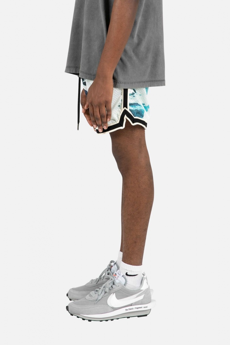 Short Mnml Wave Basketball Shorts Blue/White Homme | EXD-3043681