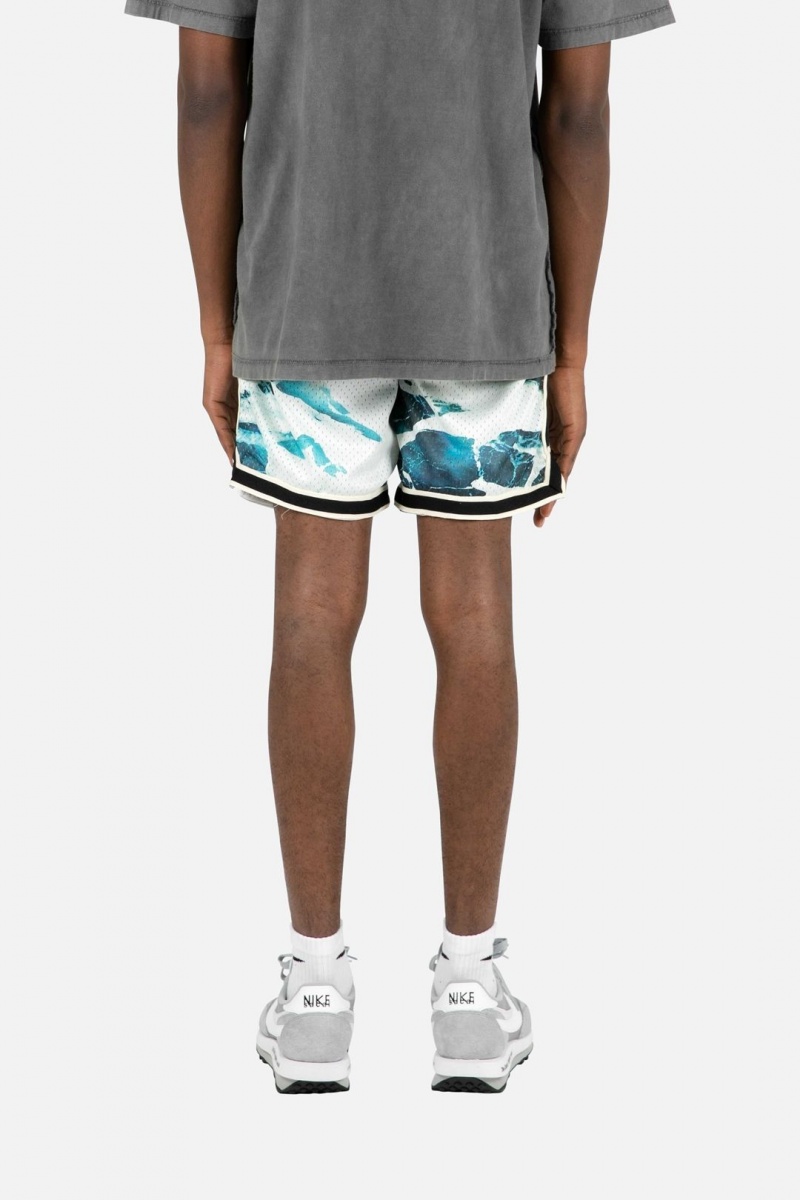 Short Mnml Wave Basketball Shorts Blue/White Homme | EXD-3043681