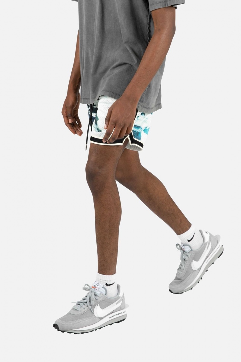 Short Mnml Wave Basketball Shorts Blue/White Homme | EXD-3043681