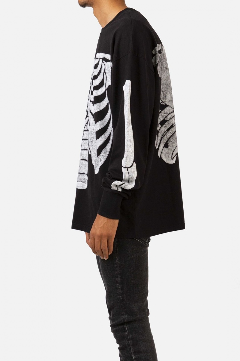 Long Sleeve Tees Mnml Skeleton L/S Tee Noir Homme | TOP-0863986