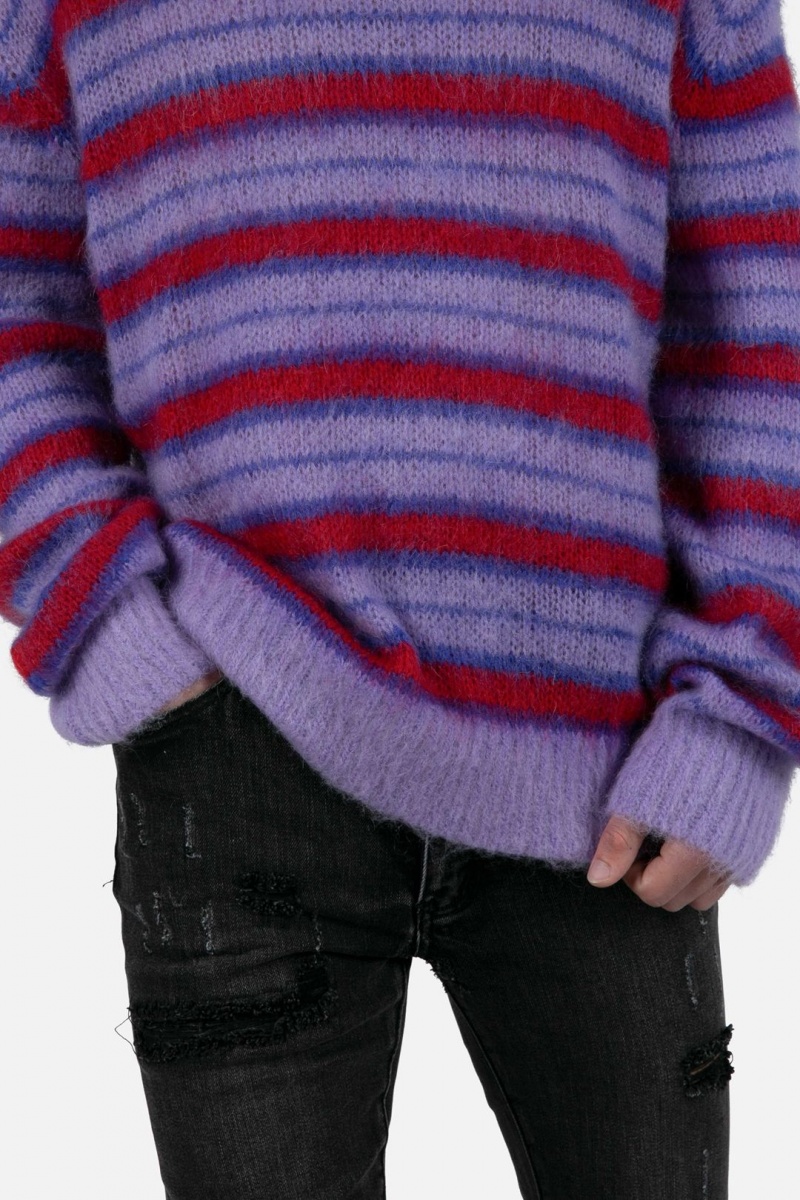 Sweats Mnml Rayé Mohair Pull Violette Homme | GQN-6017027