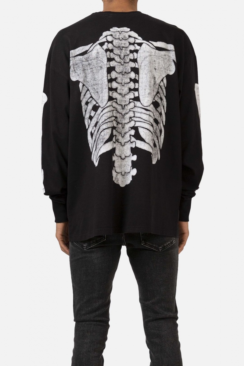 Long Sleeve Tees Mnml Skeleton L/S Tee Noir Homme | TOP-0863986