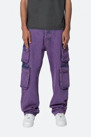 Baggy Denim Mnml V580 Baggy Cargo Pants Violette  | USC-8642541